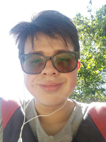 Me wih my transition glasses and being happy